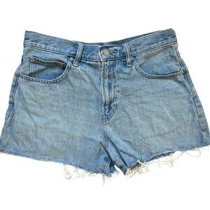 Uniqlo Cutoff Jean Shorts Women 27 Light Wash Distressed High Waist Preppy